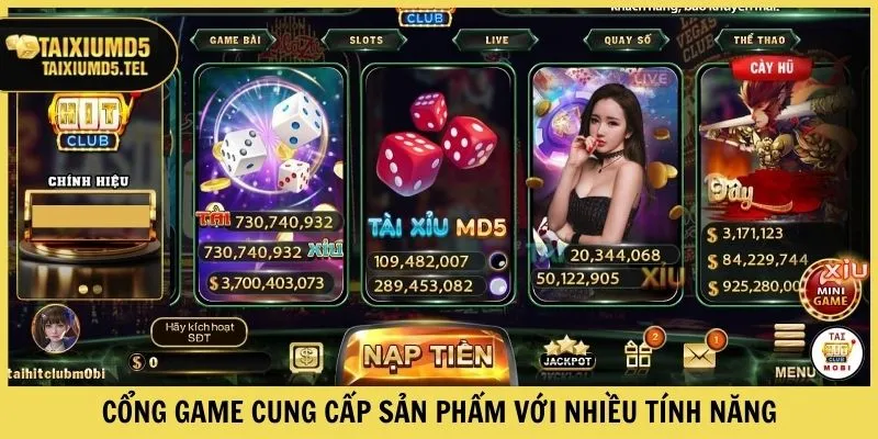 Cổng game cung cấp sản phẩm với nhiều tính năng